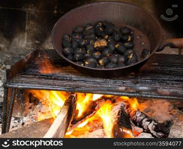 rosted chestnuts in the fireplace