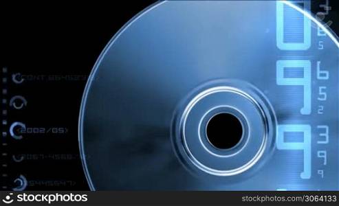 Rotating blue CD with digits (seamless loop)
