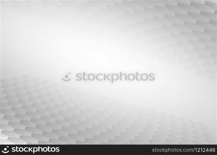 Rotation 3D Abstract light white and gray background of Embossed surface Hexagon,Honeycomb modern horizontal pattern concept. Geometric mesh minimal gradient color for card and poster illustration
