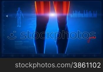 Rotation of human body with visible skeleton pulse trace and science data