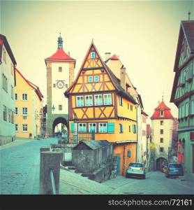 Rothenburg ob der Tauber in Bavaria, Germany. Toned image