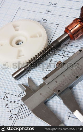 rotor electromotor and technical drawing