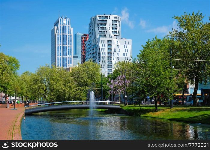 Rotterdam cityscape with modern houses. Rotterdam, Netherlands. Rotterdam cityscape with modern houses