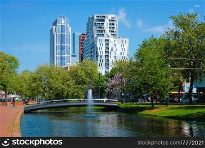 Rotterdam cityscape with modern houses. Rotterdam, Netherlands. Rotterdam cityscape with modern houses