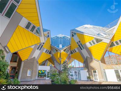 Rotterdam, Netherlands - May 13, 2019: Cube House landmark in Rotterdam, Netherlands