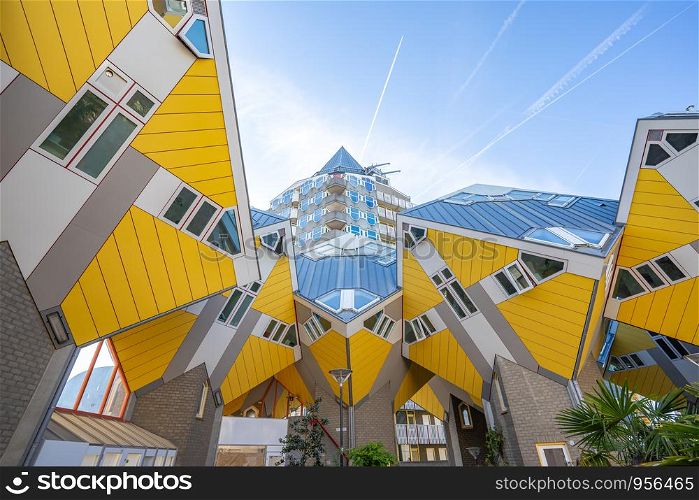 Rotterdam, Netherlands - May 13, 2019: Cube House landmark in Rotterdam, Netherlands
