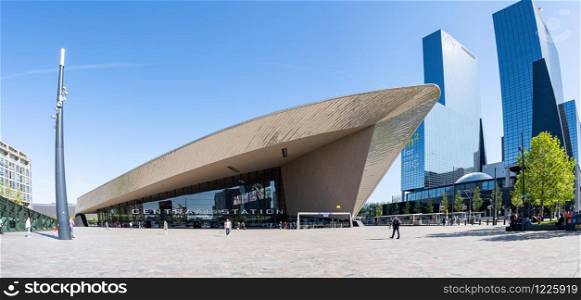 Rotterdam, Netherlands - May 15, 2019: Panorama view of Rotterdam&rsquo;s new Central Station in Rotterdam, Netherlands.