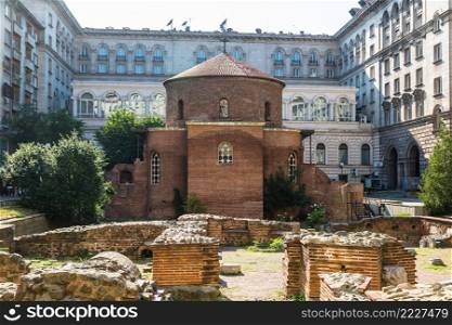 Rotunda, church of saint George, oldest church in Sofia, Bulgaria in a summer day
