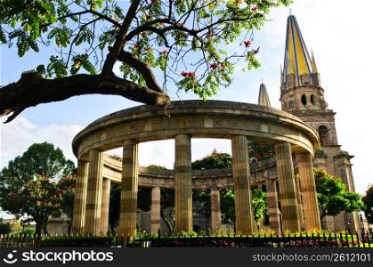 Rotunda of Illustrious Jalisciences and Guadalajara Cathedral in Jalisco, Mexico