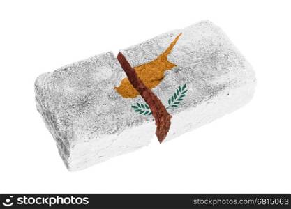 Rough broken brick, isolated on white background, flag of Cyprus