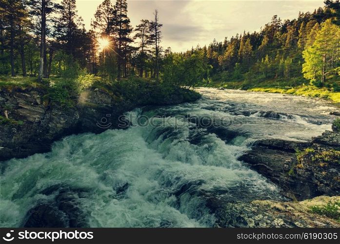 Rough mountain river in Norway