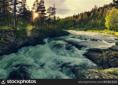 Rough mountain river in Norway