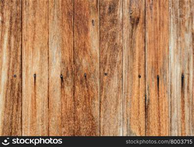 Rough wooden wall with the hammered nails background