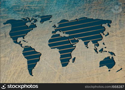 Roughly outlined world map with white background