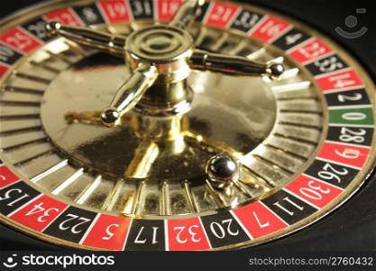Roulette wheel showing the lucky number 7