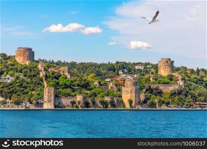 Roumeli Hissar Castle on the bank of the Bosphorus, Istanbul, Turkey.. Roumeli Hissar Castle on the bank of the Bosphorus, Istanbul, Turkey