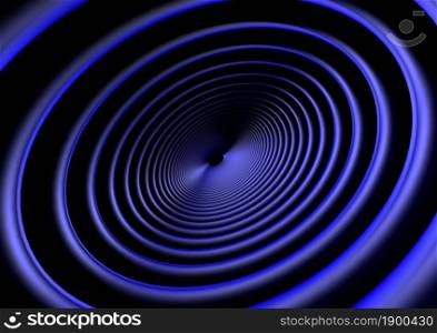 Round abstract tunnel, blue neon.