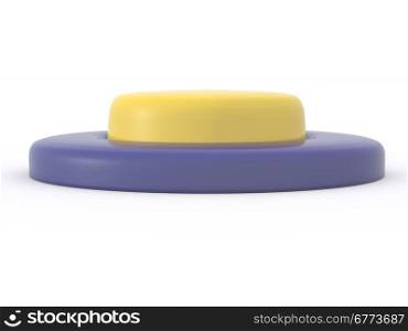 round blue yellow button isolated on white background. 3D icon