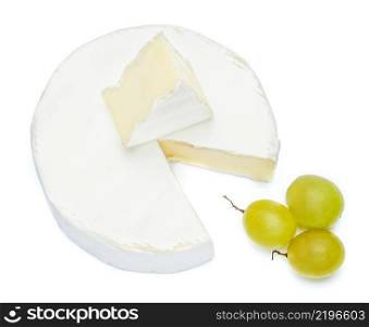 Round brie or camambert cheese isolated on a white background. Round brie or camambert cheese on a white background