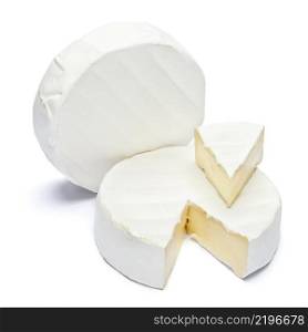 Round brie or camambert cheese isolated on a white background. Round brie or camambert cheese on a white background