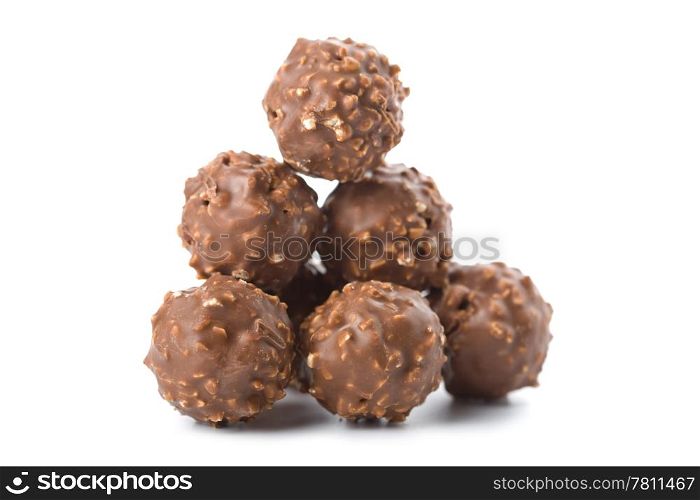 round chocolate candies isolated