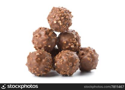 round chocolate candies isolated