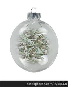 Round Christmas Ornament filled with money for the winter season - path included