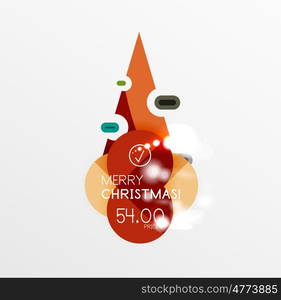 Round Christmas sale stickers with winter holiday elements. Round Christmas sale stickers with winter holiday elements and light effects. geometric price promo labels