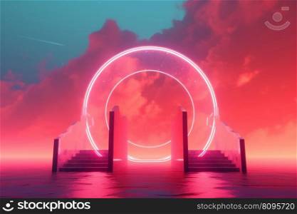 Round circle portal gate. Nature art. Generate Ai. Round circle portal gate. Generate Ai