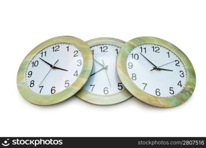 Round clocks isolated on the white background