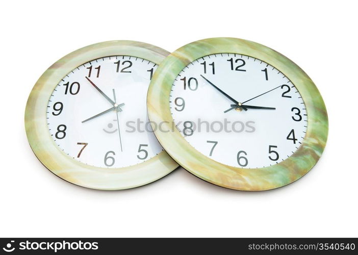 Round clocks isolated on the white background