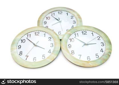 Round clocks isolated on the white background