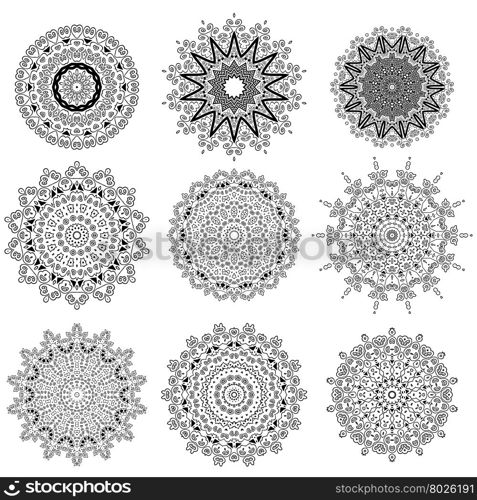 Round Geometric Ornaments Set. Round Geometric Ornaments Set Isolated on White Background