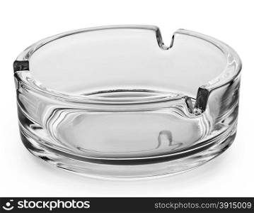 Round glass ashtray isolated on white background