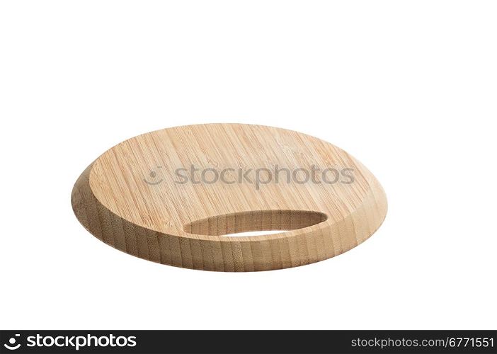 Round kitchen cutting board isolated on white background, high depth of field, studio shot