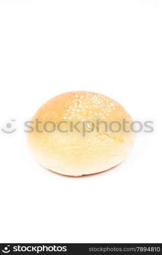 Round loaf of bread. Isolated on white background. Shooting inside the studio