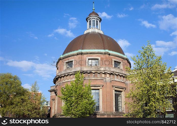 Round Lutheran Church (Ronde Lutherse Kerk) from 17th century in Amsterdam, Netherlands.