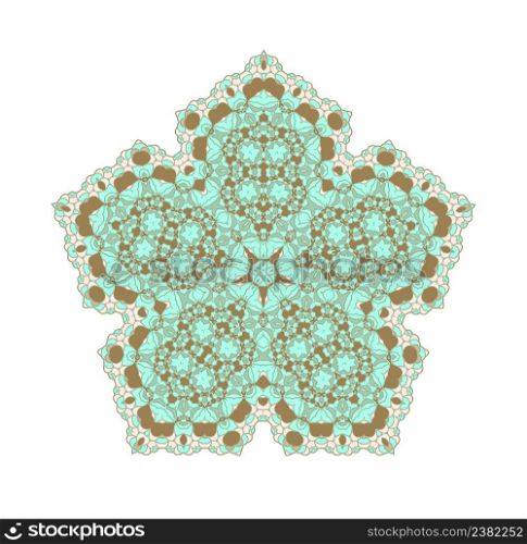 Round Ornament Pattern. Hand drawn background.. Turquoise mandala.