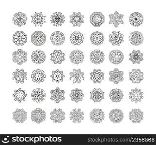 Round ornament pattern. Set of ornament round mandalas.. Vector mandalas. Ornament round set