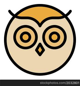 Round owl face icon. Outline round owl face vector icon color flat isolated. Round owl face icon color outline vector