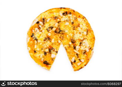 Round pizza isolated on the white background