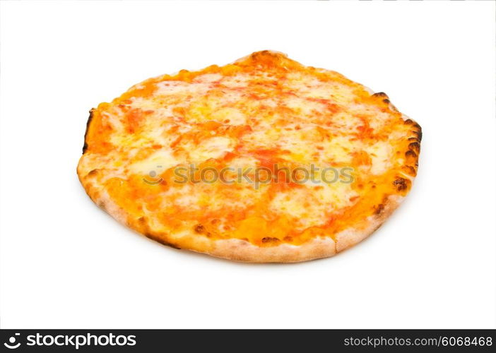 Round pizza isolated on the white background