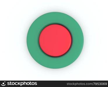 round red green button isolated on white background. 3D icon