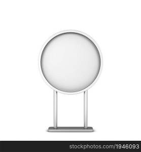 Round sign on a pole stand mockup. 3d illustration isolated on white background