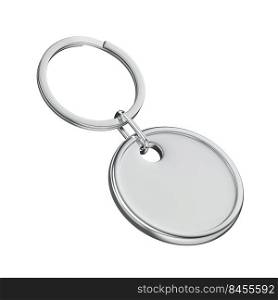 Round silver keychain isolated on white background