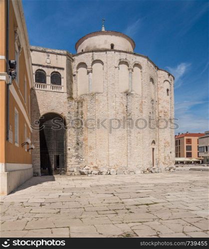 Round structure of St Donatus's church in the ancient old town of Zadar in Croatia. Round St Donatus church in the old town of Zadar in Croatia