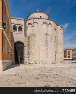 Round structure of St Donatus's church in the ancient old town of Zadar in Croatia. Round St Donatus church in the old town of Zadar in Croatia