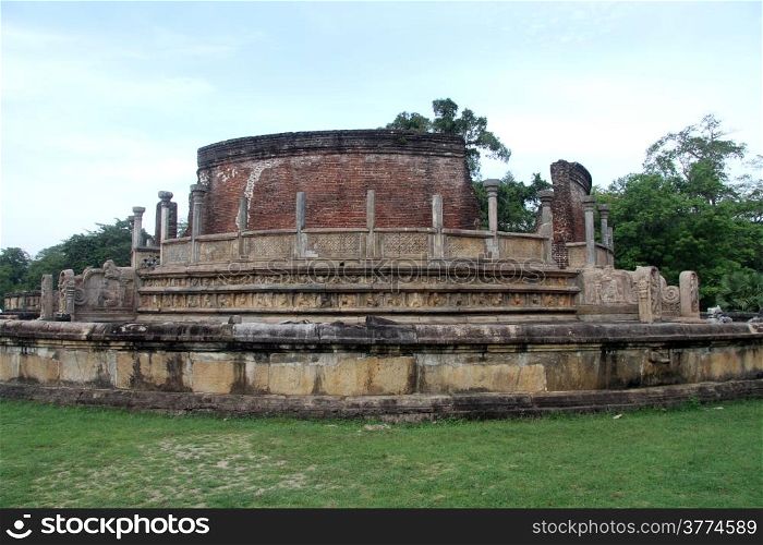 Round temple Vatadage in Polonnaruwa, Sri Lanka