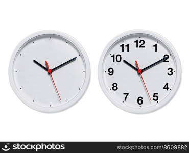 Round wall clock on white background