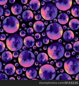 Round watercolor stains seamless pattern. Watercolor confetti polka dots monochrome seamless pattern